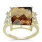 Inel din Argint 925 Placat cu Aur ( 3.22 grame ) cu Cuarț Coniac și Topaz Alb 6.68 Carate