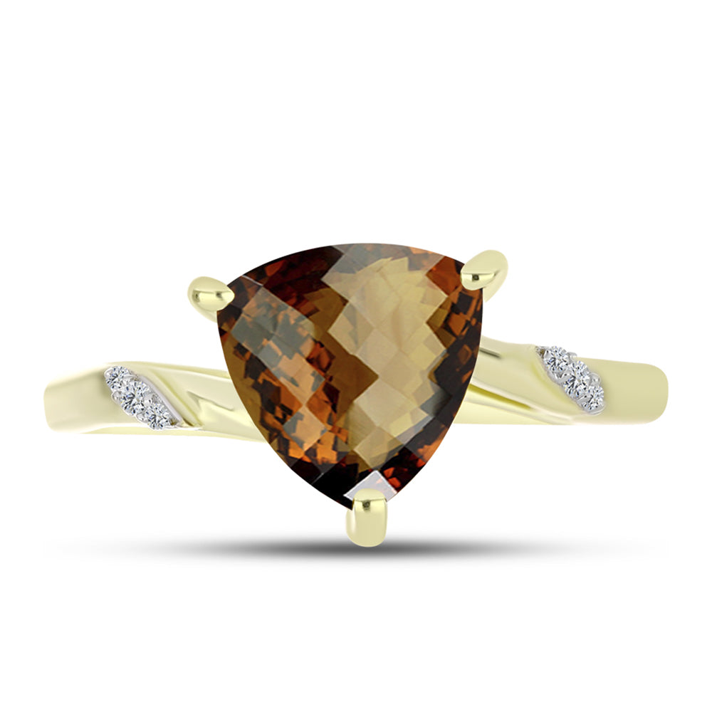 Inel din Argint 925 Placat cu Aur ( 2.8 grame ) cu Cuarț Coniac și Topaz Alb 3.29 Carate 1 