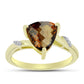 Inel din Argint 925 Placat cu Aur ( 2.8 grame ) cu Cuarț Coniac și Topaz Alb 3.29 Carate
