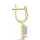Cercei din Argint 925 Placat cu Aur ( 3.43 grame ) cu Opal Welo și Topaz Alb 3.22 Carate