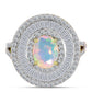 Inel din Argint 925 Placat cu Aur ( 6.38 grame ) cu Opal Welo și Zircon Alb 4.34 Carate