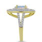 Inel din Argint 925 Placat cu Aur ( 6.38 grame ) cu Opal Welo și Zircon Alb 4.34 Carate
