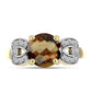 Inel din Argint 925 Placat cu Aur ( 2.76 grame ) cu Cuarț Coniac și Topaz Alb 2.54 Carate