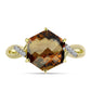Inel din Argint 925 Placat cu Aur ( 2.45 grame ) cu Cuarț Coniac și Topaz Alb 3.71 Carate