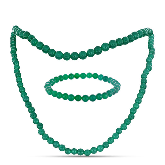 Set din Pepită ( 48.73 grame ) cu Calcedon Verde 243.64 Carate ( Colier+Brățară )