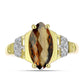 Inel din Argint 925 Placat cu Aur ( 3.08 grame ) cu Cuarț Coniac și Topaz Alb 2.16 Carate