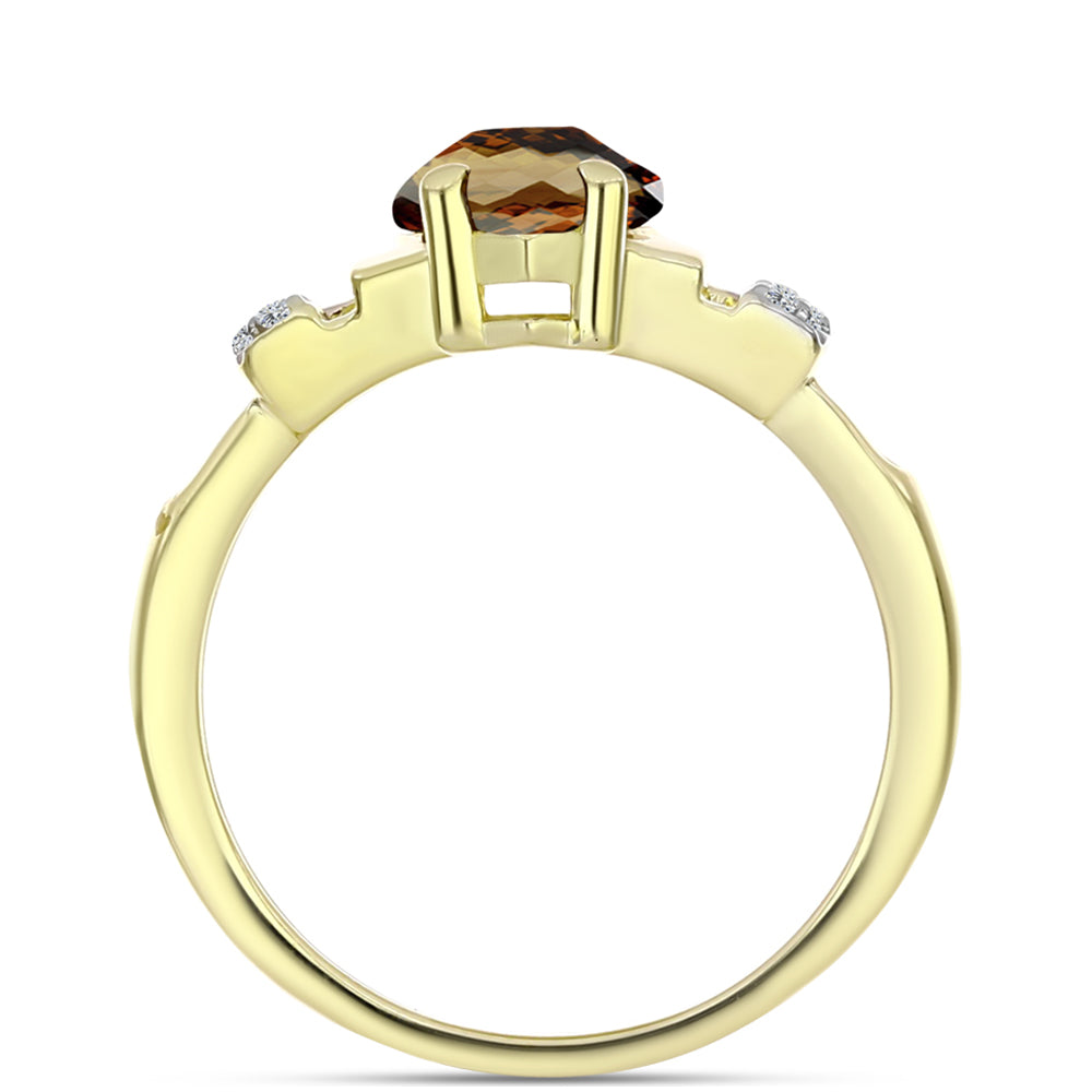 Inel din Argint 925 Placat cu Aur ( 3.08 grame ) cu Cuarț Coniac și Topaz Alb 2.16 Carate