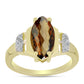 Inel din Argint 925 Placat cu Aur ( 3.08 grame ) cu Cuarț Coniac și Topaz Alb 2.16 Carate
