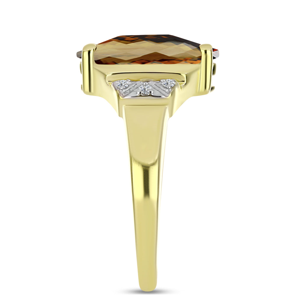 Inel din Argint 925 Placat cu Aur ( 3.08 grame ) cu Cuarț Coniac și Topaz Alb 2.16 Carate