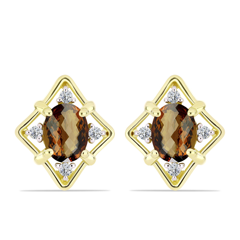 Cercei din Argint 925 Placat cu Aur ( 4.28 grame ) cu Cuarț Coniac și Topaz Alb 3.2 Carate