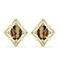 Cercei din Argint 925 Placat cu Aur ( 4.28 grame ) cu Cuarț Coniac și Topaz Alb 3.2 Carate