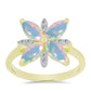 Inel din Argint 925 Placat cu Aur ( 3.06 grame ) cu Opal Welo și Topaz Alb 1.35 Carate