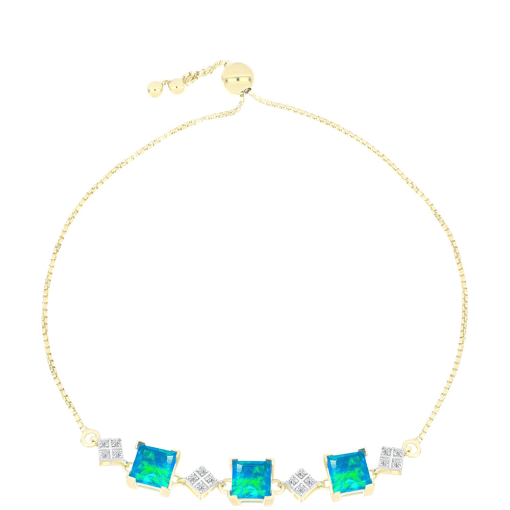 Brățară din Argint 925 Placat cu Aur ( 4.67 grame ) cu Opal Albastru Etiopian Paraiba și Topaz Alb 2.24 Carate 1 
