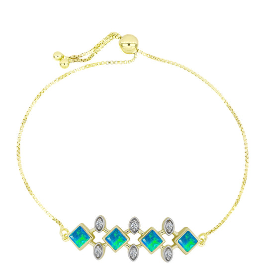 Brățară din Argint 925 Placat cu Aur ( 5.61 grame ) cu Opal Albastru Etiopian Paraiba și Topaz Alb 1.1 Carate