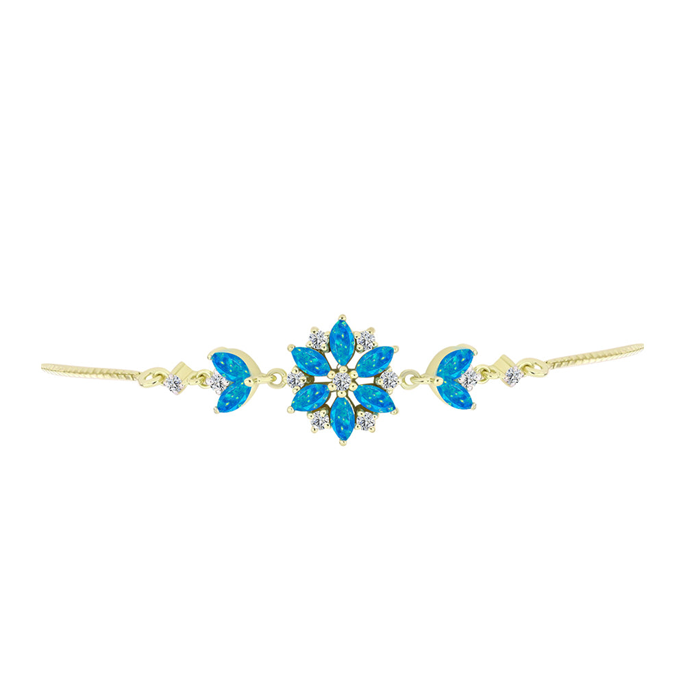 Brățară din Argint 925 Placat cu Aur ( 5.12 grame ) cu Opal Albastru Etiopian Paraiba și Topaz Alb 1.37 Carate