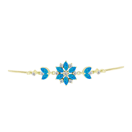 Brățară din Argint 925 Placat cu Aur ( 5.12 grame ) cu Opal Albastru Etiopian Paraiba și Topaz Alb 1.37 Carate