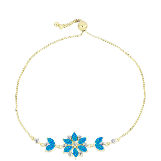 Brățară din Argint 925 Placat cu Aur ( 5.12 grame ) cu Opal Albastru Etiopian Paraiba și Topaz Alb 1.37 Carate