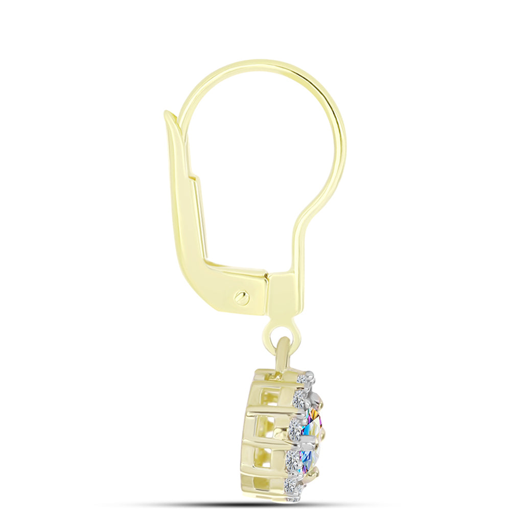 Cercei din Argint 925 Placat cu Aur ( 2.15 grame ) cu Moissanit de Gheață și Topaz Alb 0.91 Carate 2 