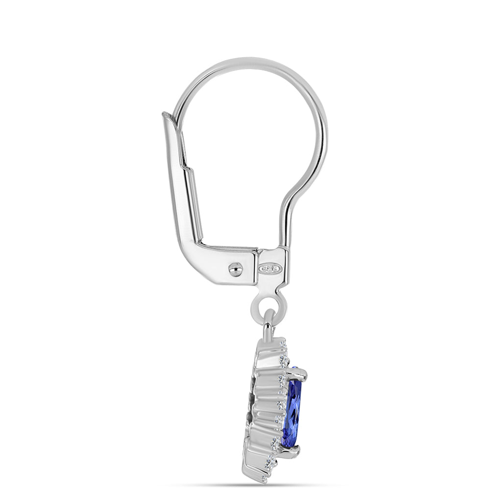 Cercei din Argint 925 ( 1.83 grame ) cu Tanzanit și Topaz Alb 1.1 Carate 2 