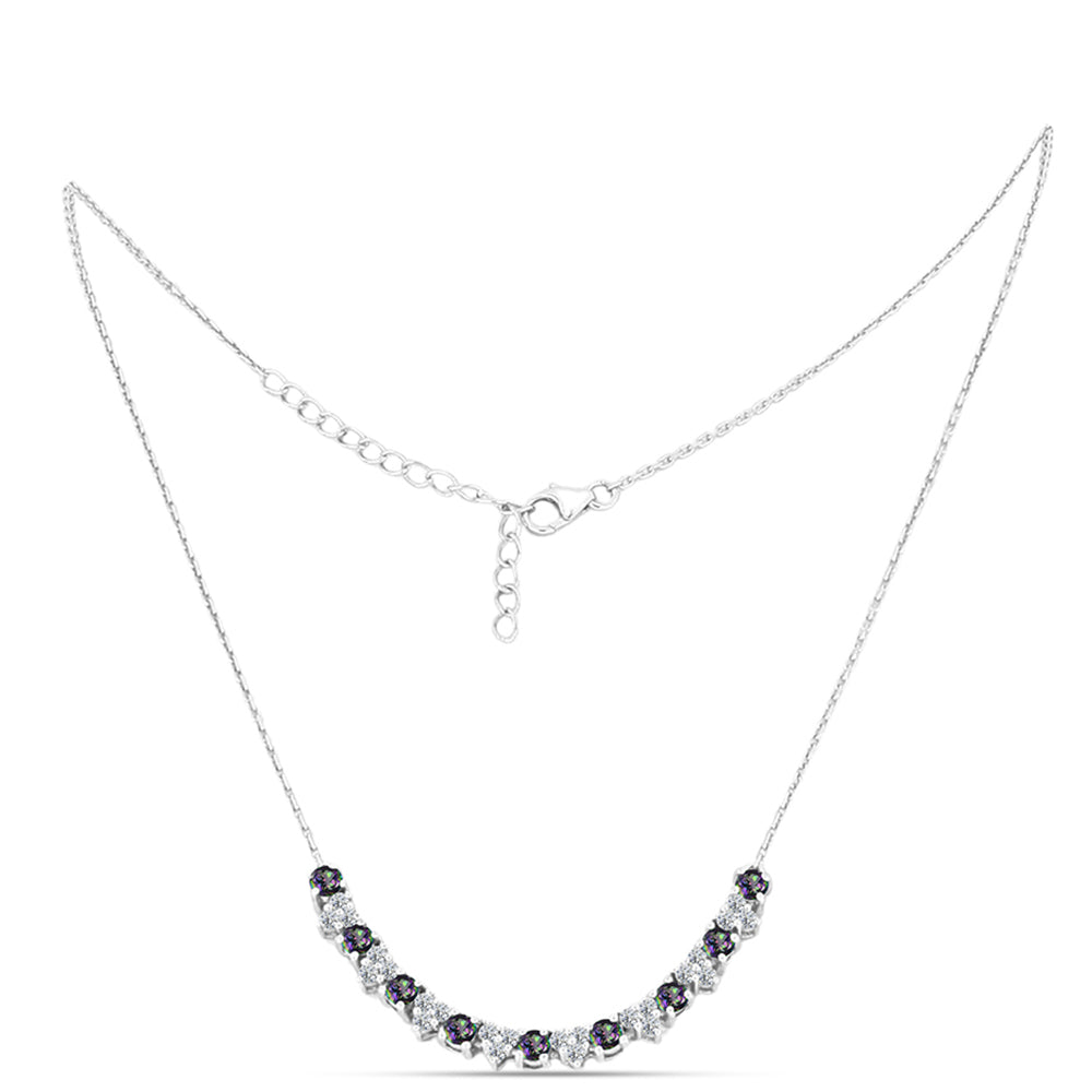 Colier din Argint 925 ( 5.18 grame ) cu Topaz Mistic și Topaz Alb 1.6 Carate