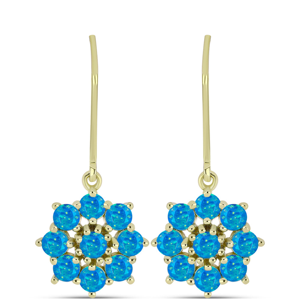Cercei din Argint 925 Placat cu Aur ( 3.09 grame ) cu Opal Albastru Etiopian Paraiba 1.13 Carate