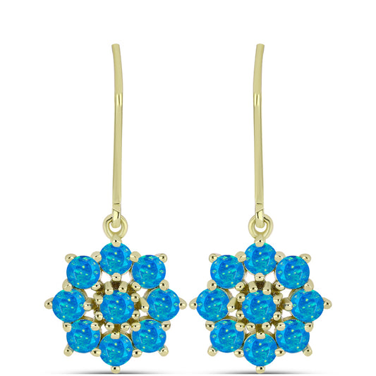Cercei din Argint 925 Placat cu Aur ( 3.09 grame ) cu Opal Albastru Etiopian Paraiba 1.13 Carate