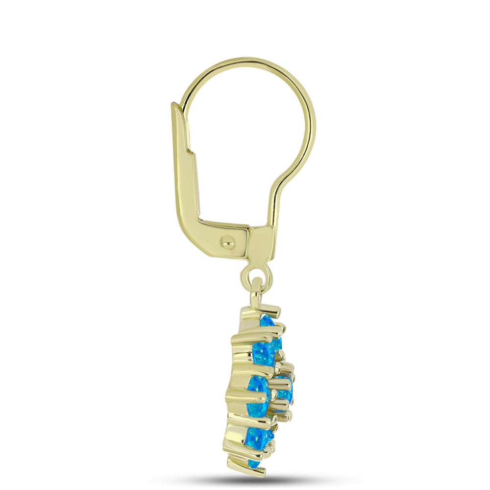 Cercei din Argint 925 Placat cu Aur ( 3.09 grame ) cu Opal Albastru Etiopian Paraiba 1.13 Carate