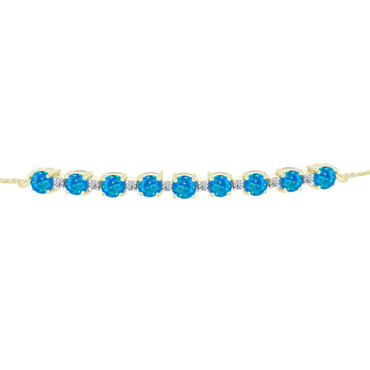 Brățară din Argint 925 Placat cu Aur ( 5.6 grame ) cu Opal Albastru Etiopian Paraiba și Topaz Alb 1.64 Carate