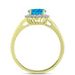 Inel din Argint 925 Placat cu Aur ( 2.8 grame ) cu Opal Albastru Etiopian Paraiba și Topaz Alb 1.2 Carate