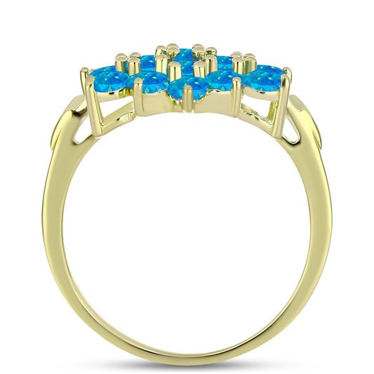 Inel din Argint 925 Placat cu Aur ( 3.03 grame ) cu Opal Albastru Etiopian Paraiba 1.23 Carate
