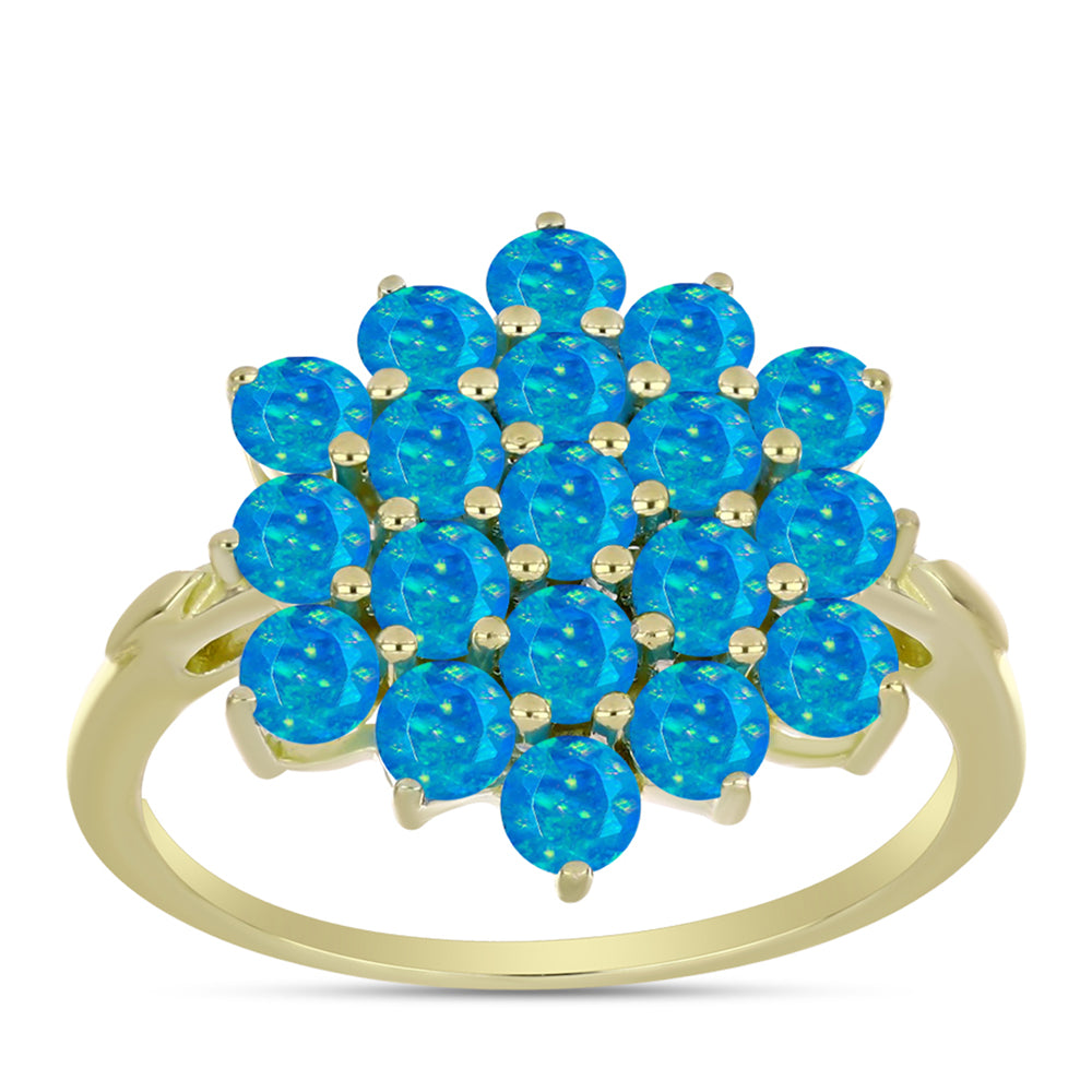 Inel din Argint 925 Placat cu Aur ( 3.03 grame ) cu Opal Albastru Etiopian Paraiba 1.23 Carate 3 