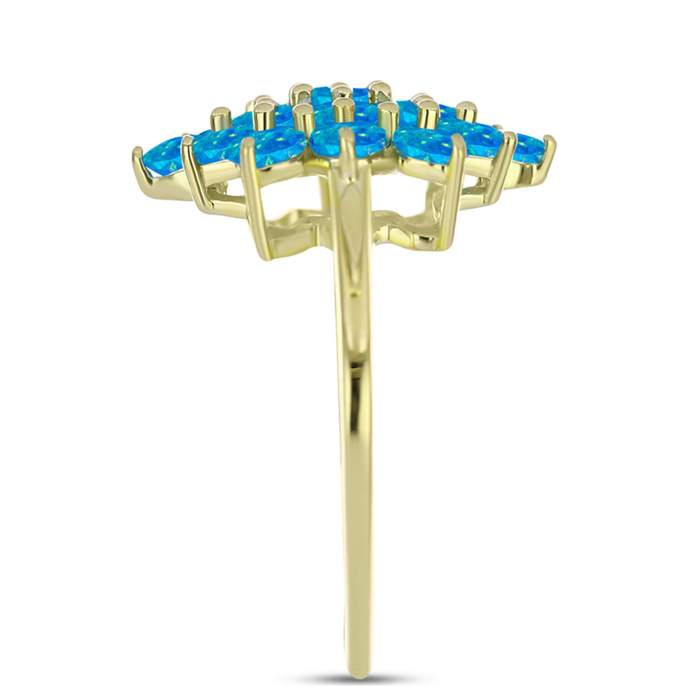 Inel din Argint 925 Placat cu Aur ( 3.03 grame ) cu Opal Albastru Etiopian Paraiba 1.23 Carate