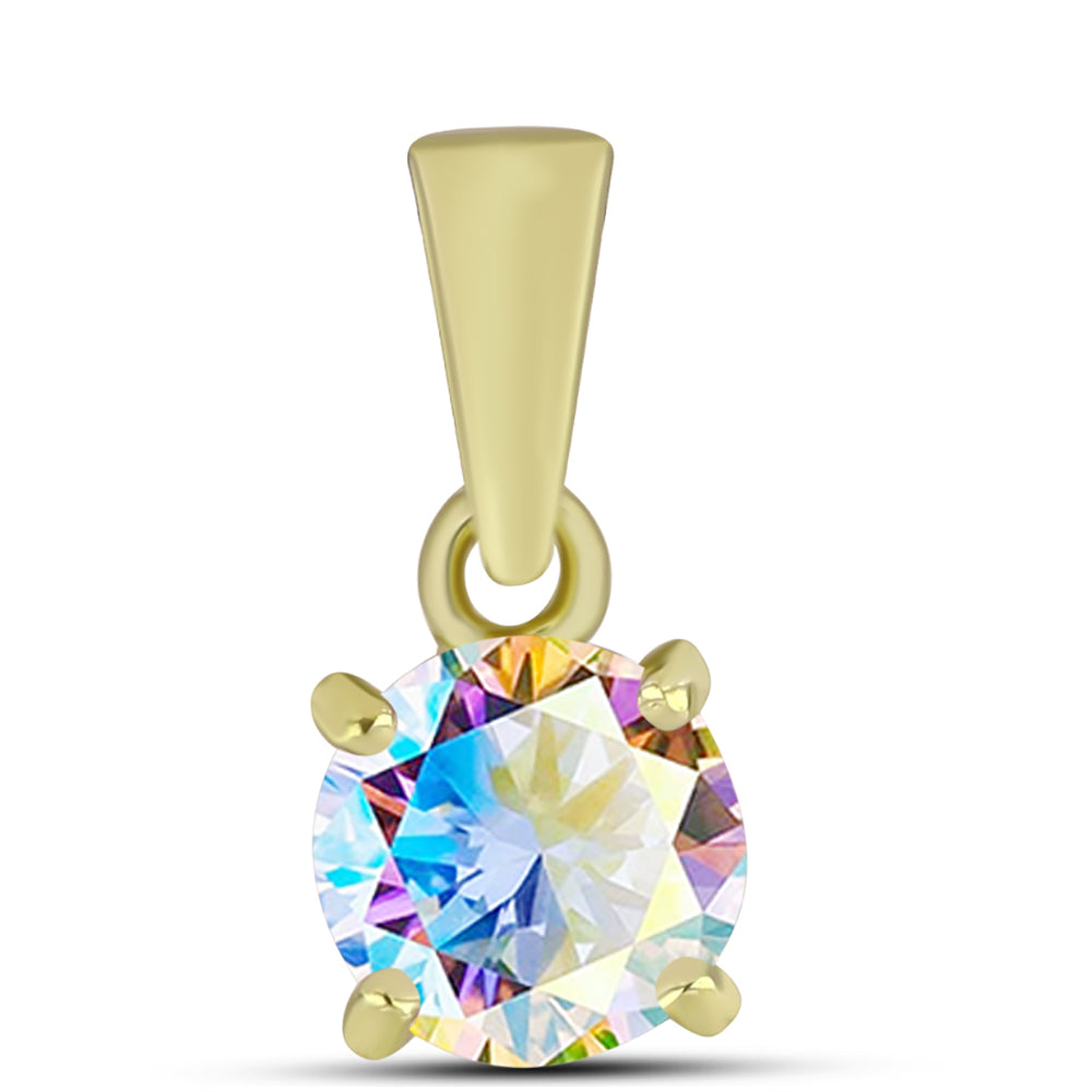 Pandantiv din Argint 925 Placat cu Aur ( 0.55 grame ) cu Moissanit de Gheață 0.75 Carate 1 