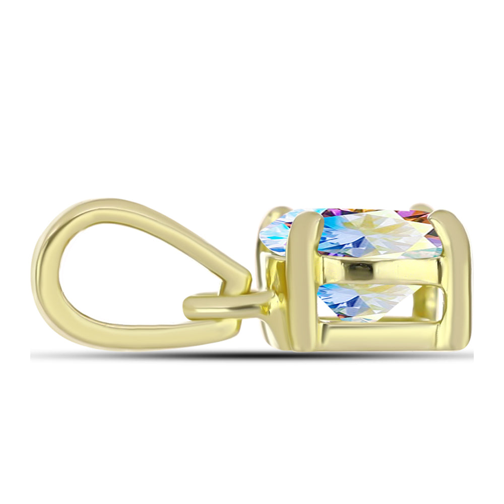 Pandantiv din Argint 925 Placat cu Aur ( 0.55 grame ) cu Moissanit de Gheață 0.75 Carate 2 