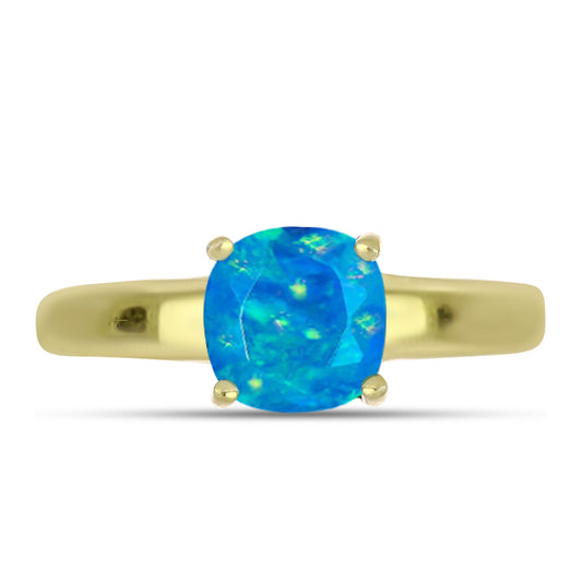 Inel din Argint 925 Placat cu Aur ( 2.29 grame ) cu Opal Albastru Etiopian Paraiba 0.73 Carate