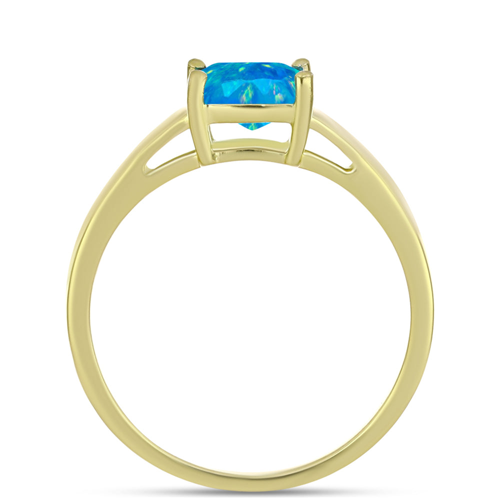 Inel din Argint 925 Placat cu Aur ( 2.29 grame ) cu Opal Albastru Etiopian Paraiba 0.73 Carate 2 