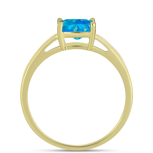 Inel din Argint 925 Placat cu Aur ( 2.29 grame ) cu Opal Albastru Etiopian Paraiba 0.73 Carate