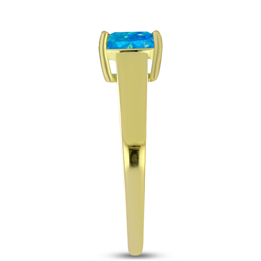 Inel din Argint 925 Placat cu Aur ( 2.29 grame ) cu Opal Albastru Etiopian Paraiba 0.73 Carate