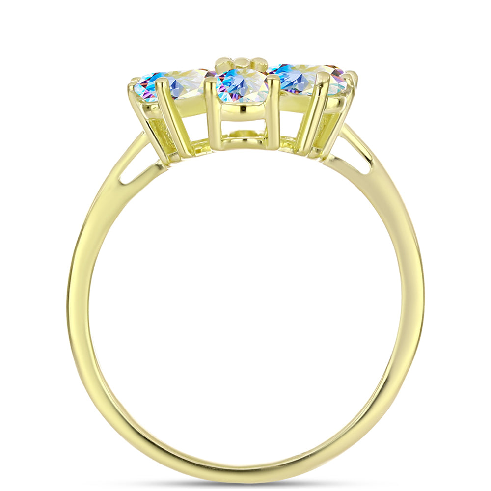 Inel din Argint 925 Placat cu Aur ( 2.91 grame ) cu Moissanit de Gheață și Topaz Alb 2.37 Carate 2 