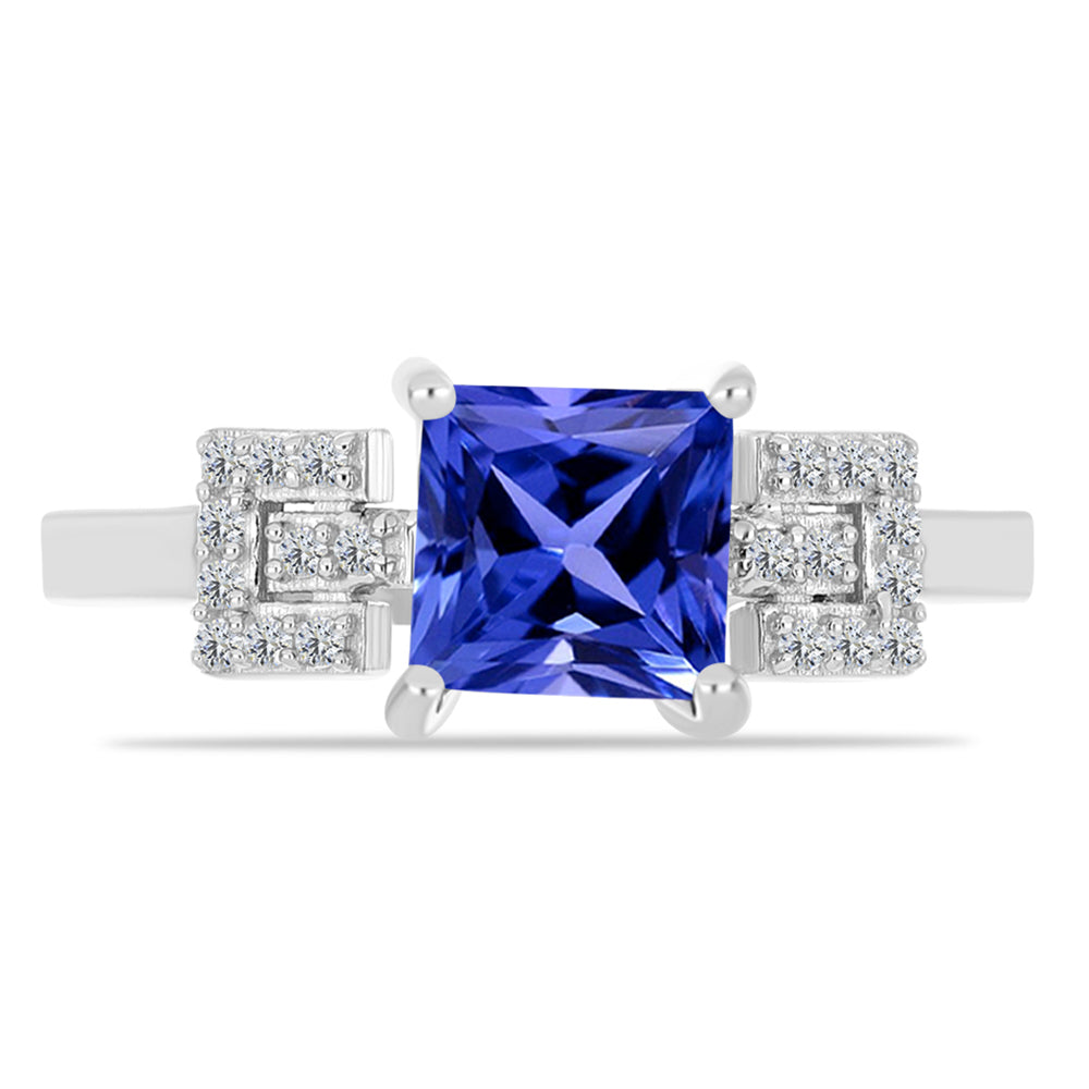 Inel din Argint 925 ( 2.72 grame ) cu Tanzanit și Topaz Alb 1.42 Carate 1 