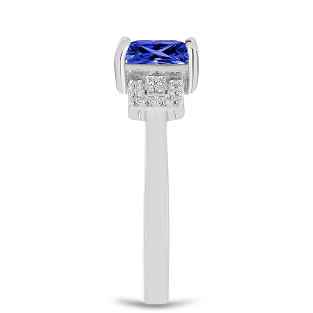 Inel din Argint 925 ( 2.72 grame ) cu Tanzanit și Topaz Alb 1.42 Carate