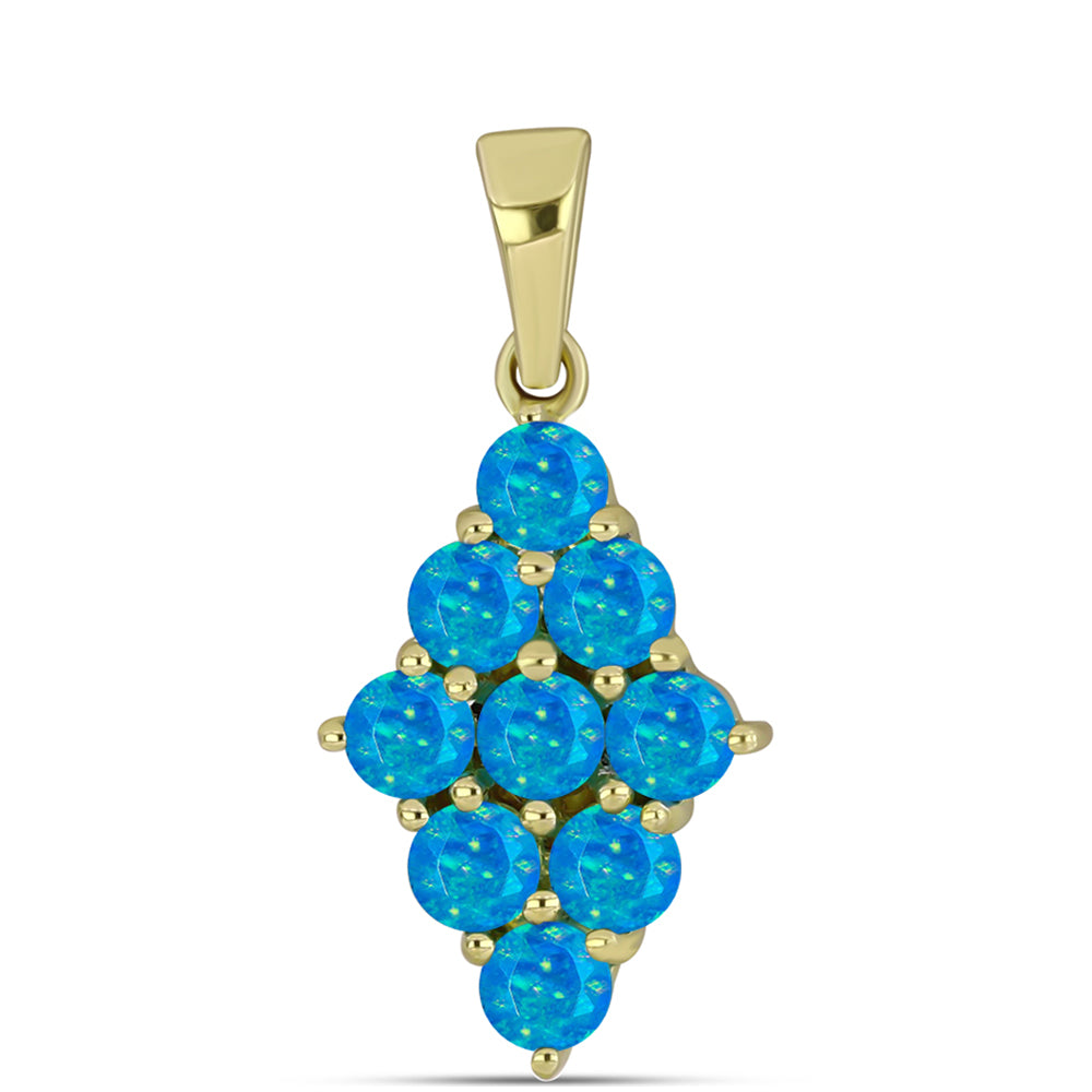 Pandantiv din Argint 925 Placat cu Aur ( 1.12 grame ) cu Opal Albastru Etiopian Paraiba 0.58 Carate 1 