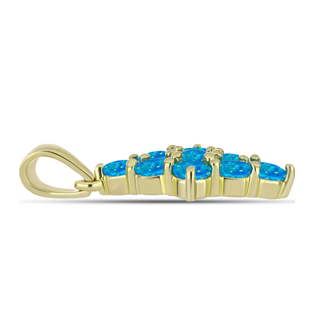 Pandantiv din Argint 925 Placat cu Aur ( 1.12 grame ) cu Opal Albastru Etiopian Paraiba 0.58 Carate 2 