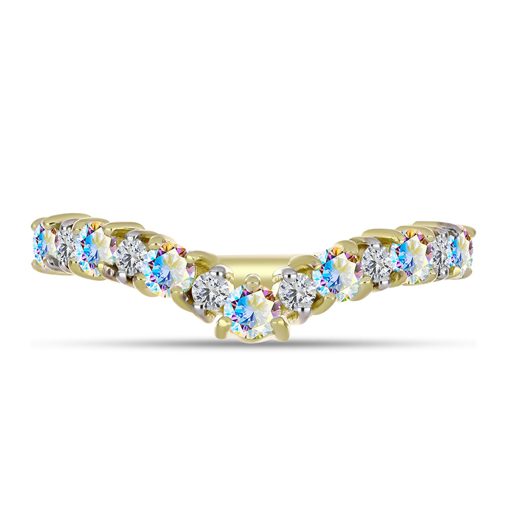 Inel din Argint 925 Placat cu Aur ( 2.25 grame ) cu Moissanit de Gheață și Topaz Alb 0.98 Carate