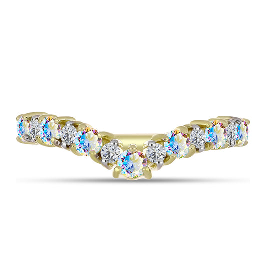 Inel din Argint 925 Placat cu Aur ( 2.25 grame ) cu Moissanit de Gheață și Topaz Alb 0.98 Carate