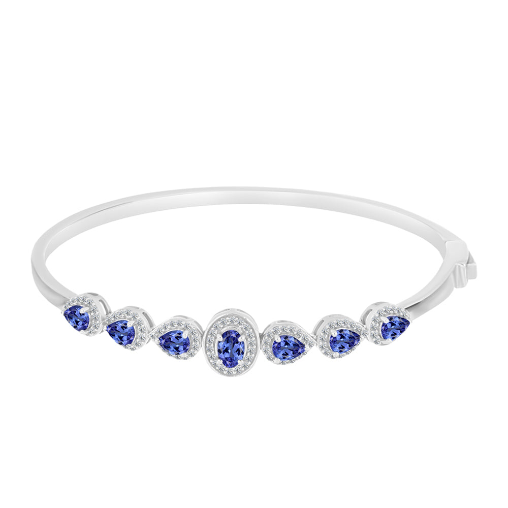 Brățară din Argint 925 ( 13.93 grame ) cu Tanzanit și Topaz Alb 2.89 Carate
