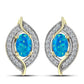 Cercei din Argint 925 Placat cu Aur ( 3.32 grame ) cu Opal Albastru Etiopian Paraiba și Topaz Alb 0.81 Carate