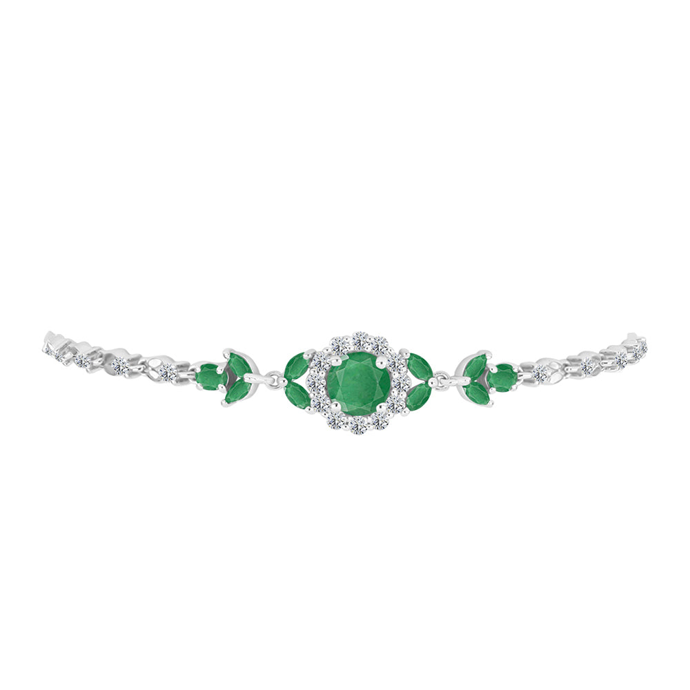 Brățară din Argint 925 ( 5.97 grame ) cu Smarald Brazilian și Topaz Alb 3.28 Carate 2 