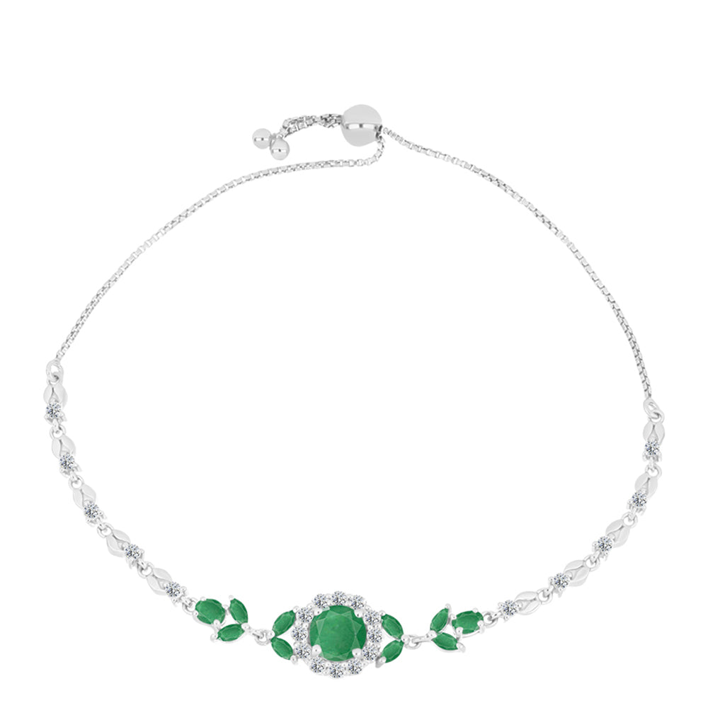 Brățară din Argint 925 ( 5.97 grame ) cu Smarald Brazilian și Topaz Alb 3.28 Carate