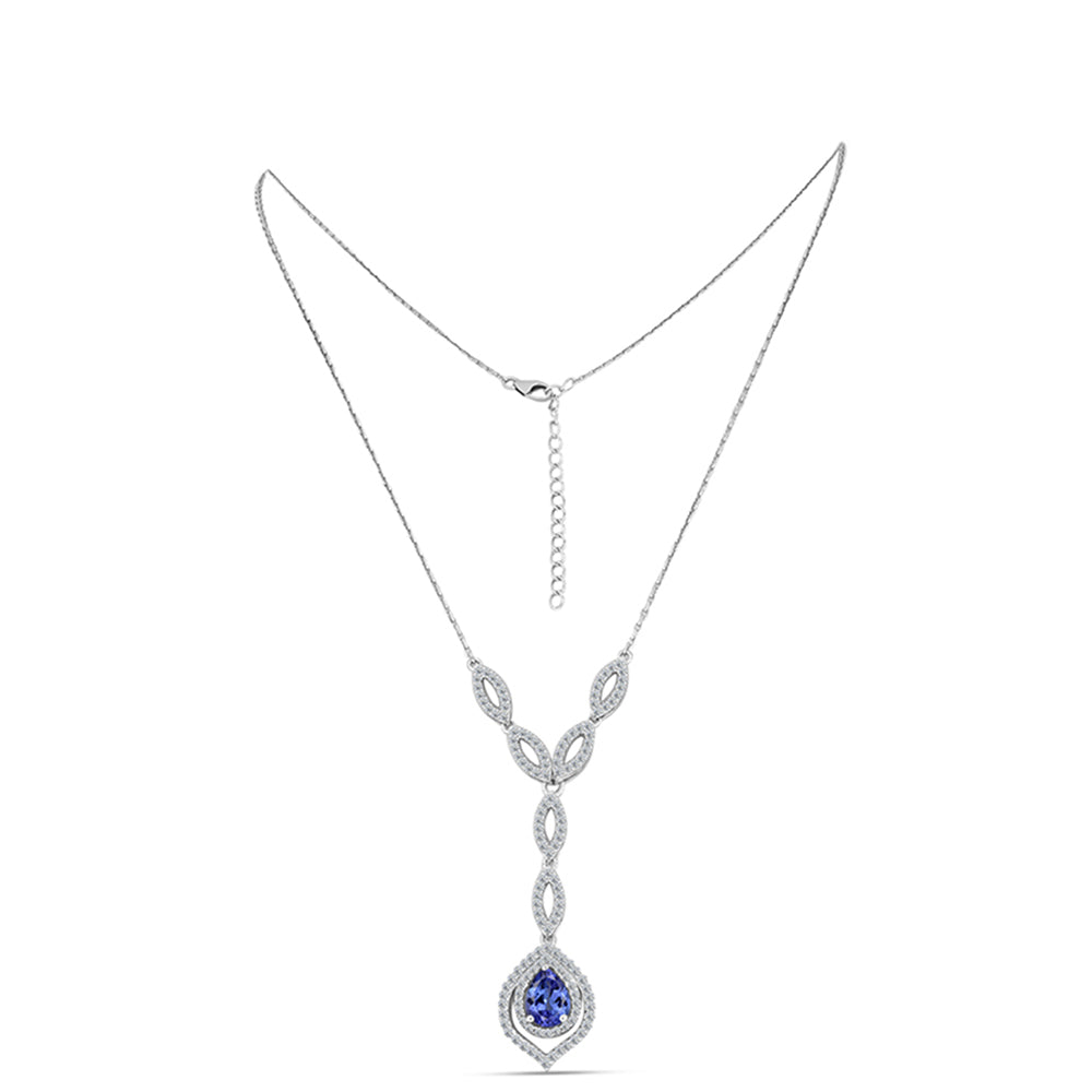 Colier din Argint 925 ( 6.09 grame ) cu Tanzanit și Topaz Alb 2.49 Carate 1 
